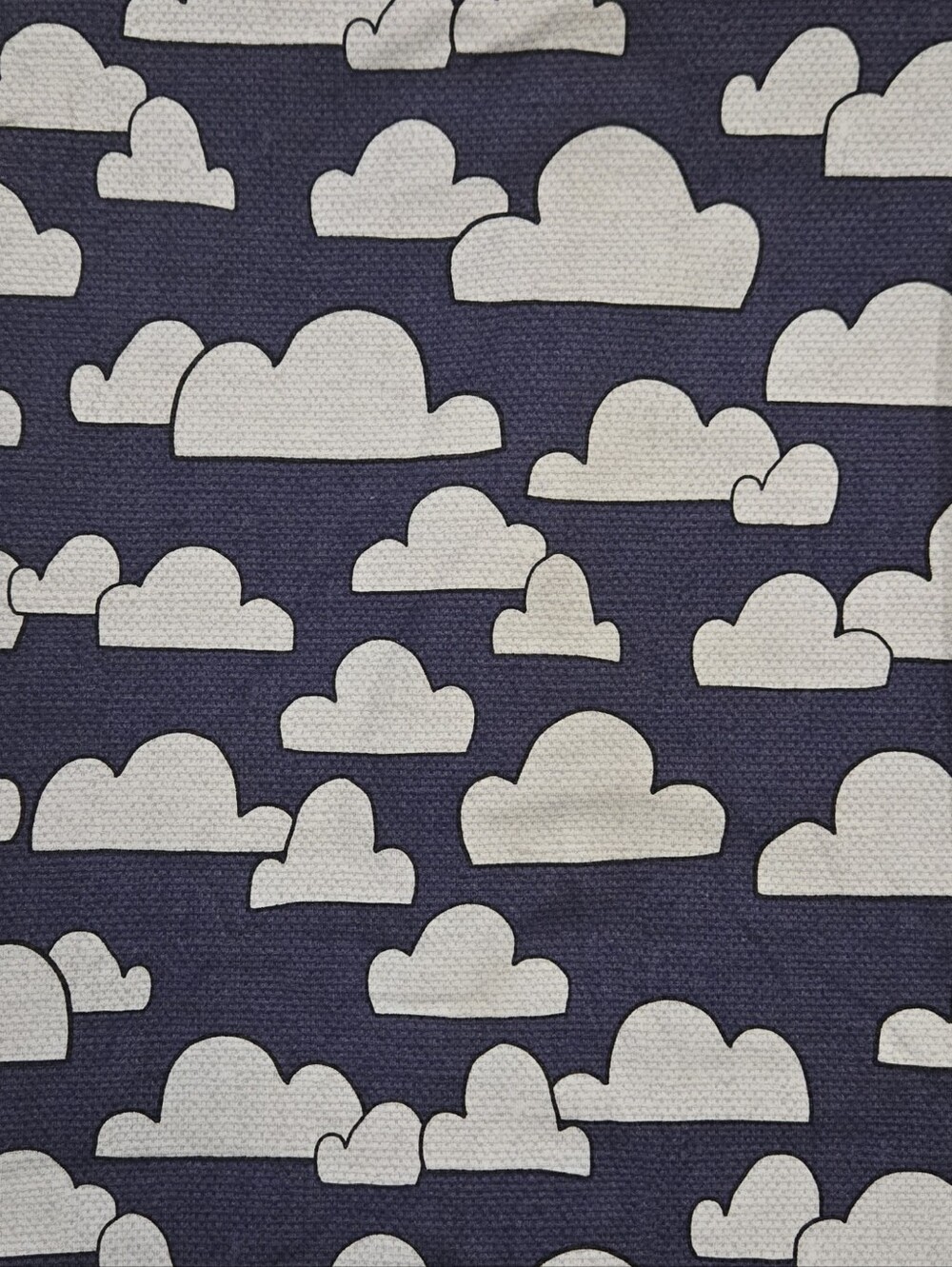 Knit Fabric: Clouds On Burlap Textured Blue CottonLycra Stretch Fabric 140cmxWOF